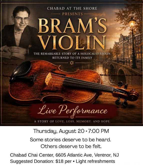 Chabad at the Shore presents Bram's Violin – A Story of Love, Loss, Memory, and Hope