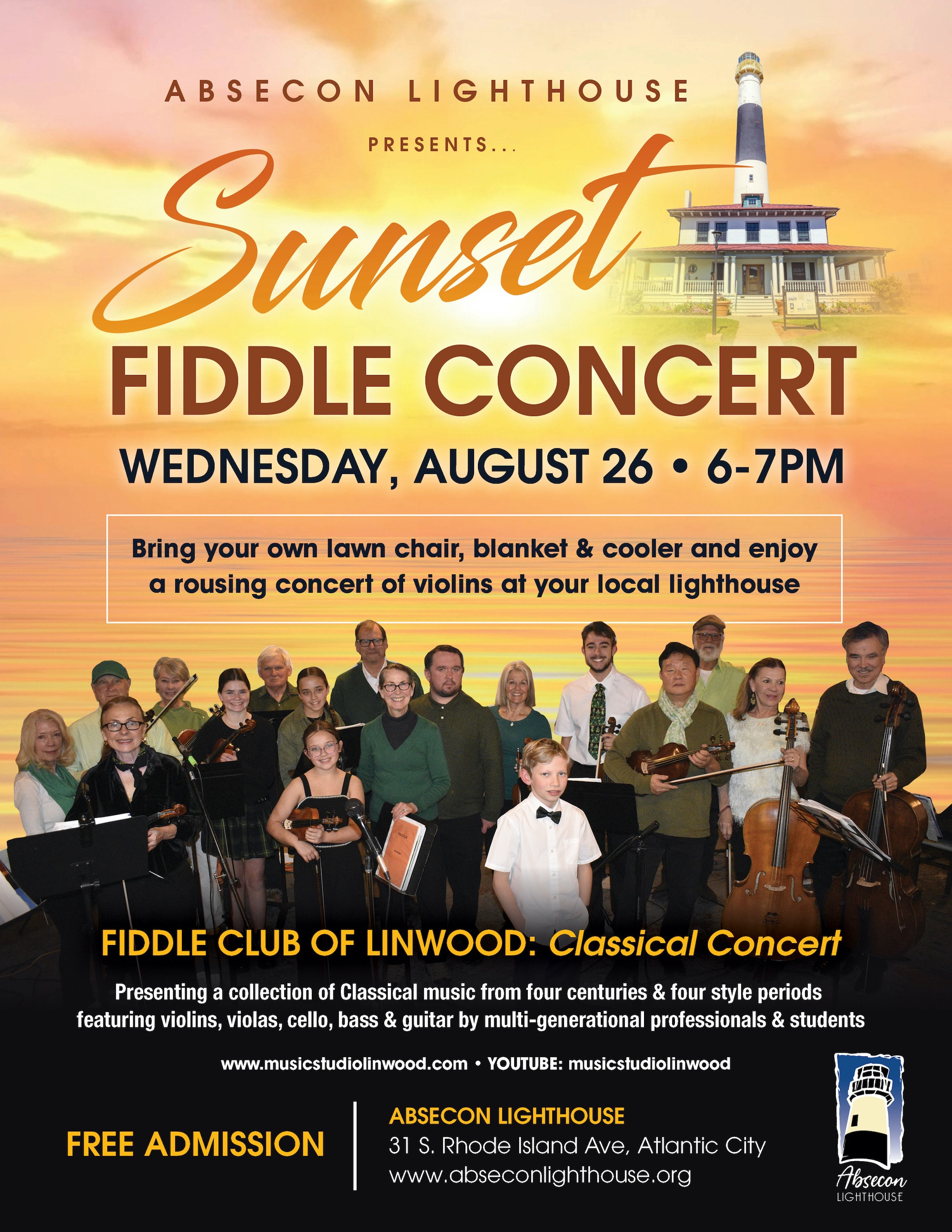 Sunset Fiddle Concert at Absecon Lighthouse event poster